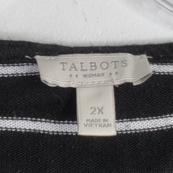 Talbots Shirt Womens Plus Size 2X Striped Black White 3/4 Sleeve Nautical Beach - Picture 6 of 8